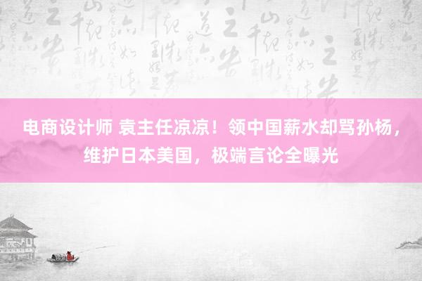 电商设计师 袁主任凉凉！领中国薪水却骂孙杨，维护日本美国，极端言论全曝光